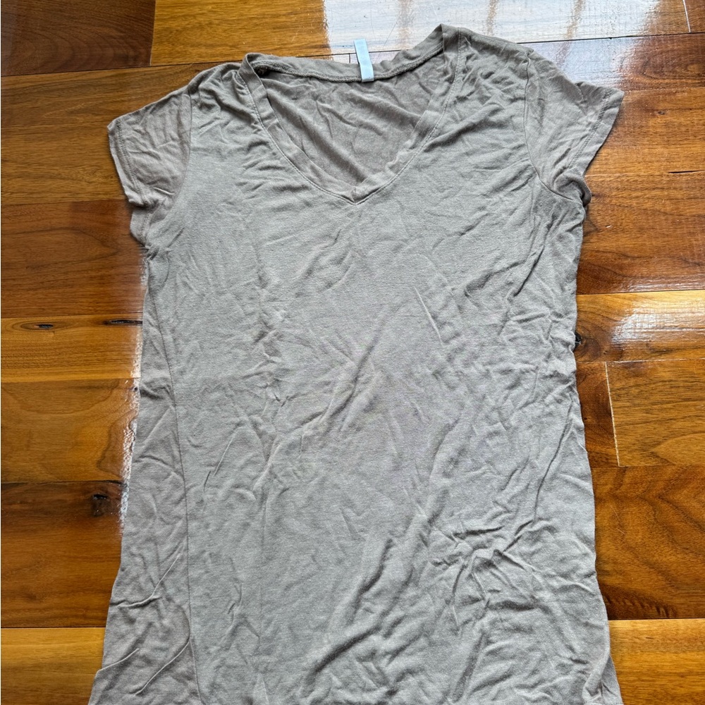 Casual V-Neck Taupe Top